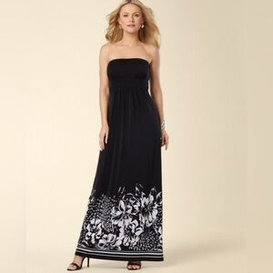 Soma Women’s Small Black Modal Bandeau Vanessa Maxi Dress S White Print Resort